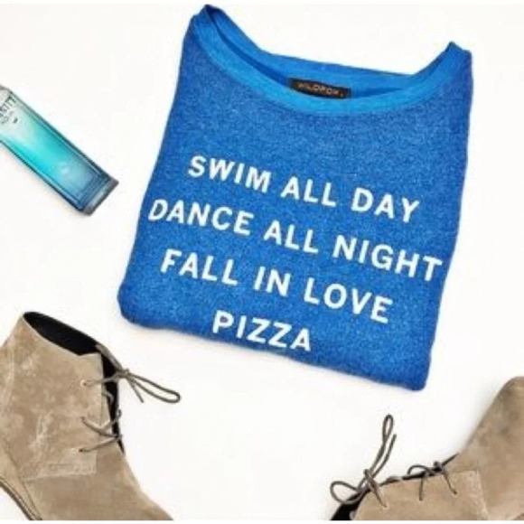 Wildfox Women Statement Blue Long Sleeve Tees Medium - Picture 1 of 5